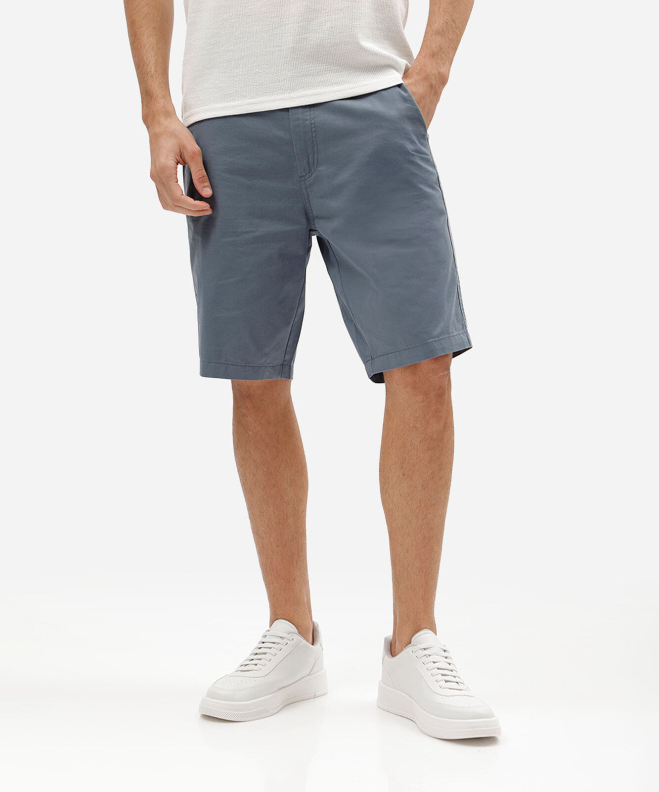 bermuda masculina reta chino azul