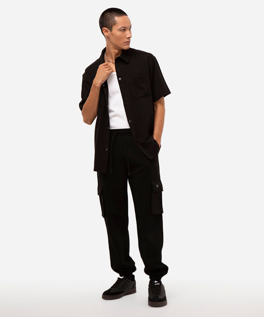 calça de moletom cargo - preto