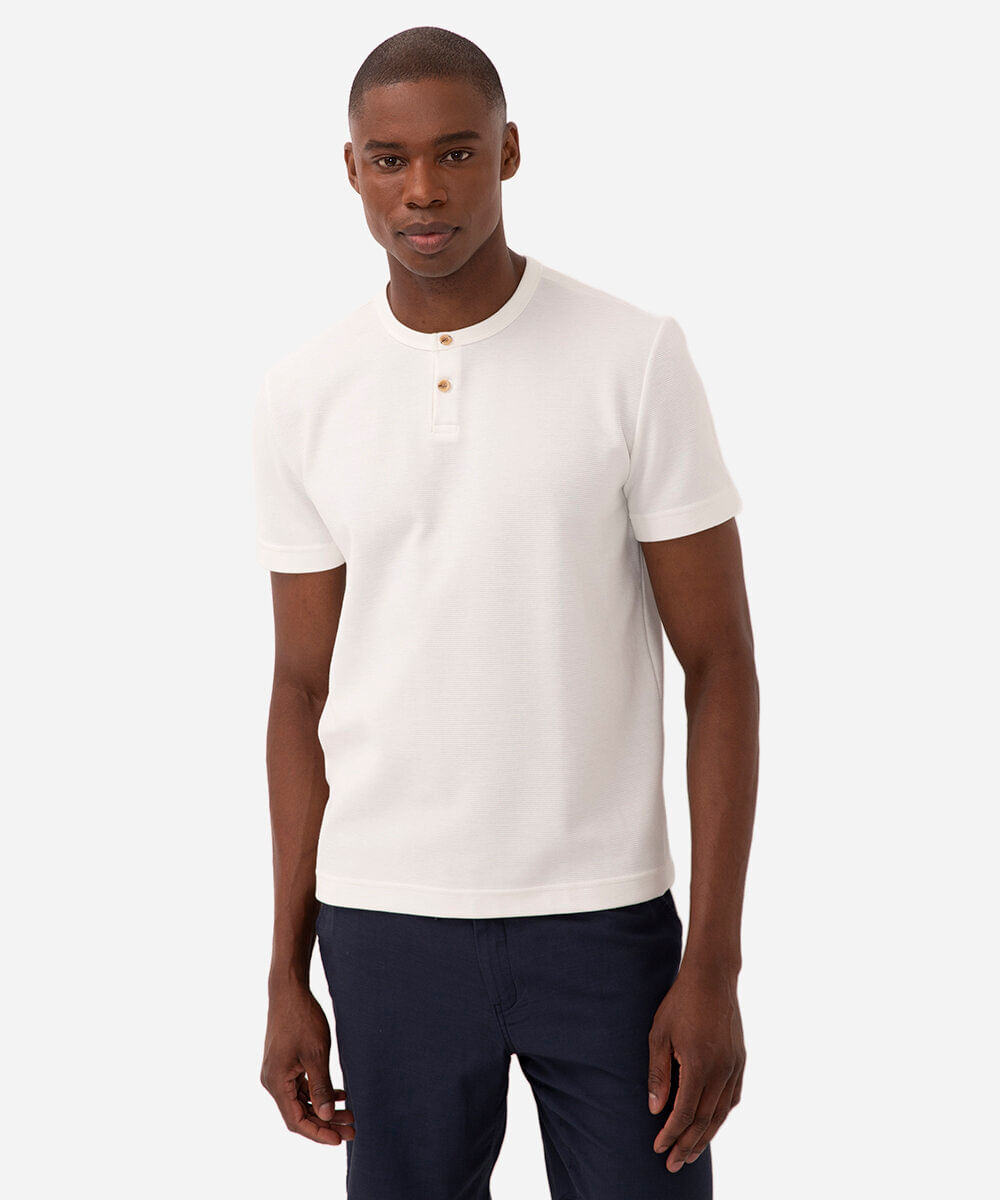 camiseta de algodão texturizada manga curta off white