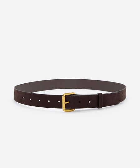 cinto de suede com fivela quadrada marrom M