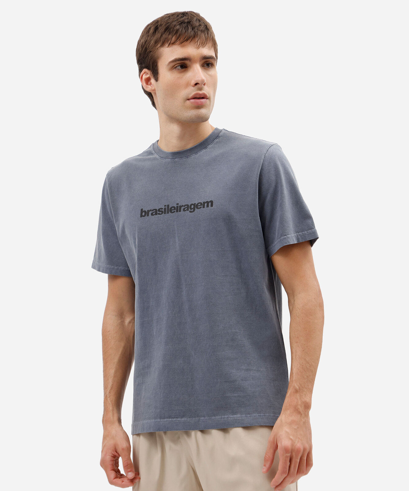 camiseta masculina de algodão brasileiragem azul