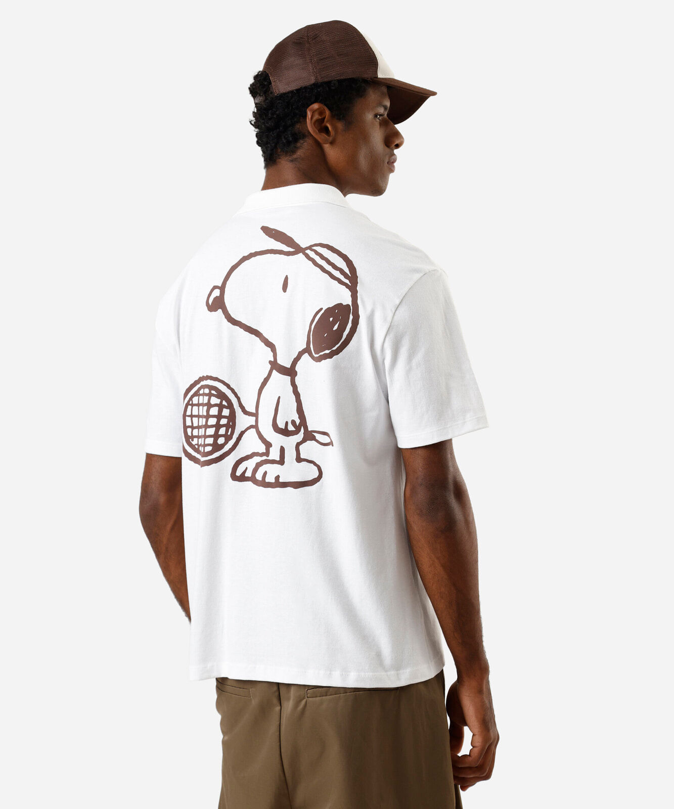 polo masculina de algodão manga curta snoopy off white