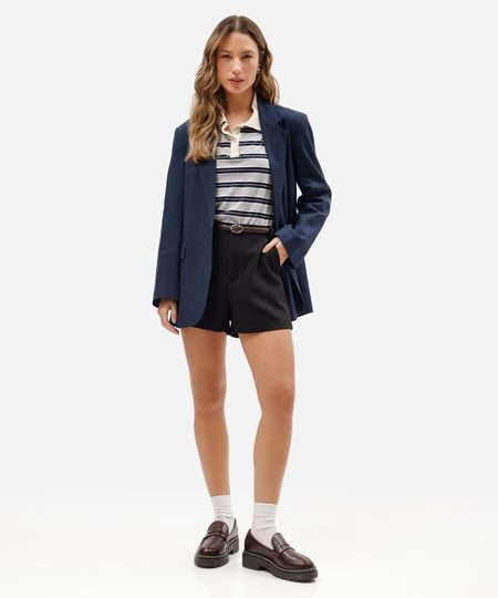 short de alfaiataria feminino cintura alta preto 36