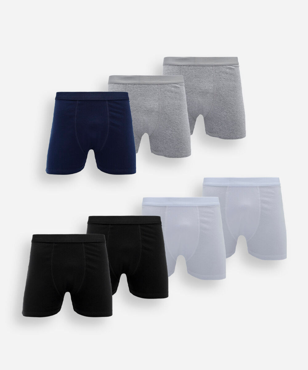 kit de 7 cuecas boxer masculina de algodão colorido