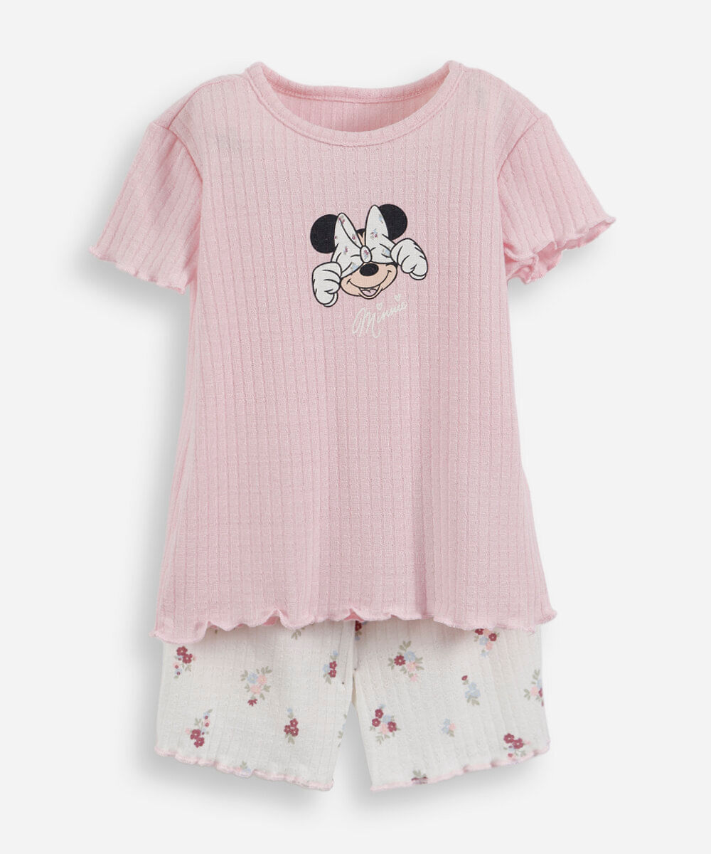 pijama curto infantil minnie rosa