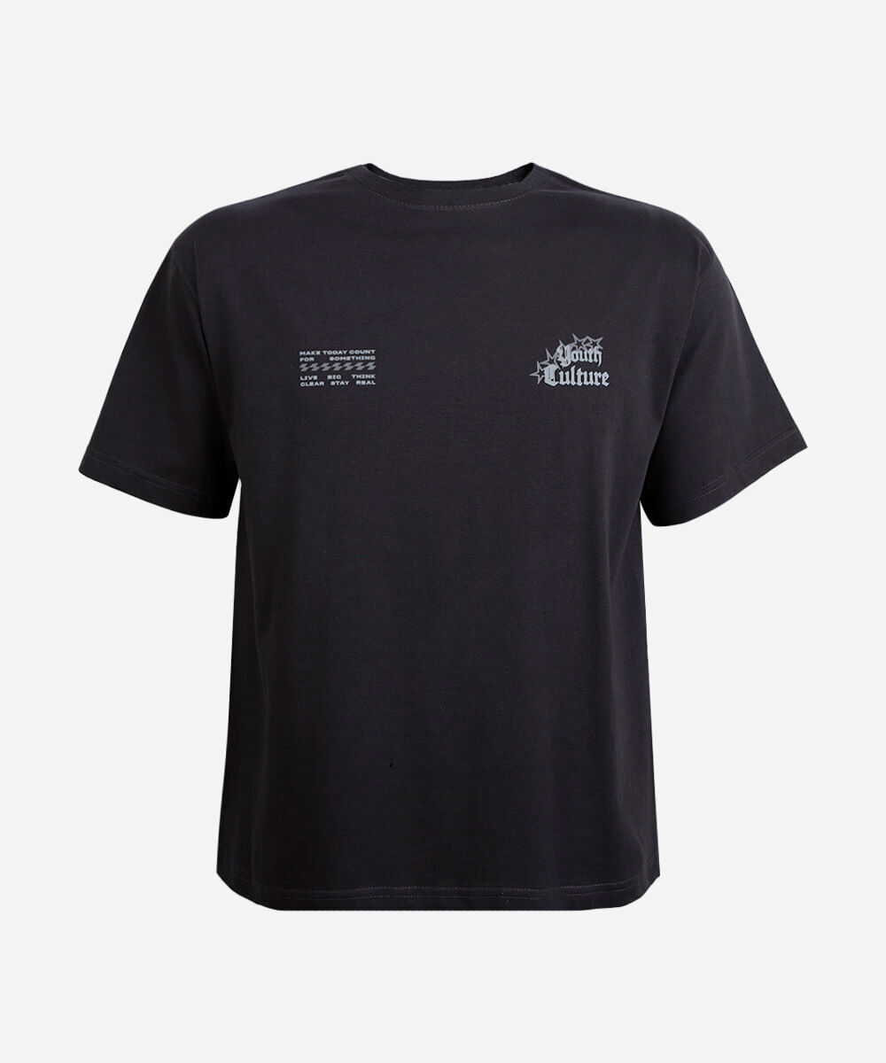 camiseta juvenil de algodão manga curta youth culture cinza