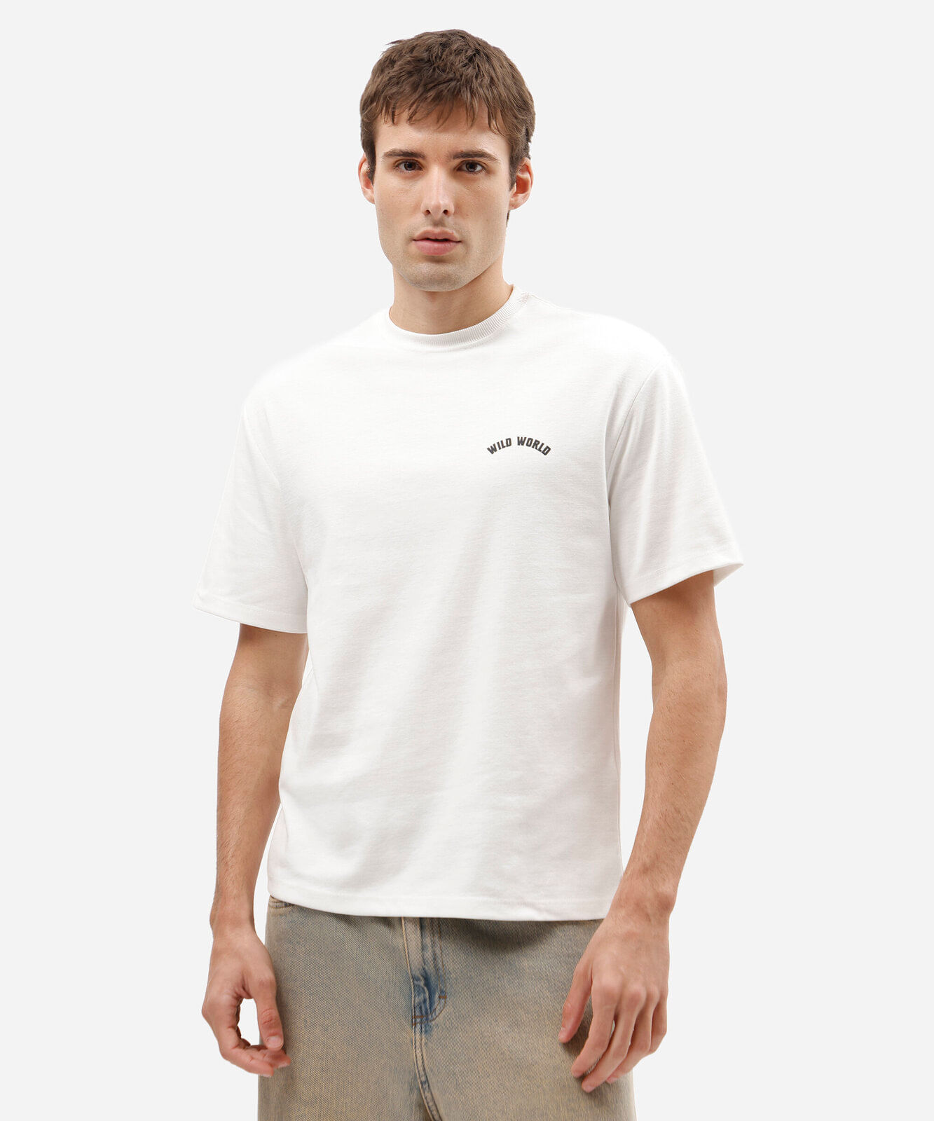camiseta masculina com algodão manga curta estampada branca