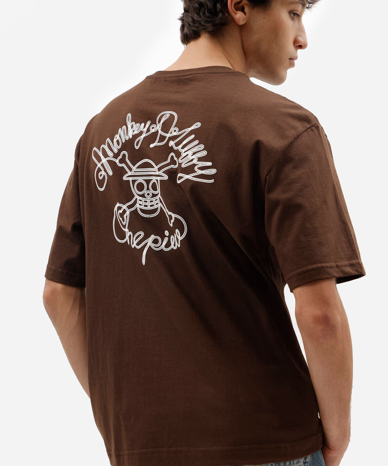 camiseta masculina de algodão manga curta one piece marrom