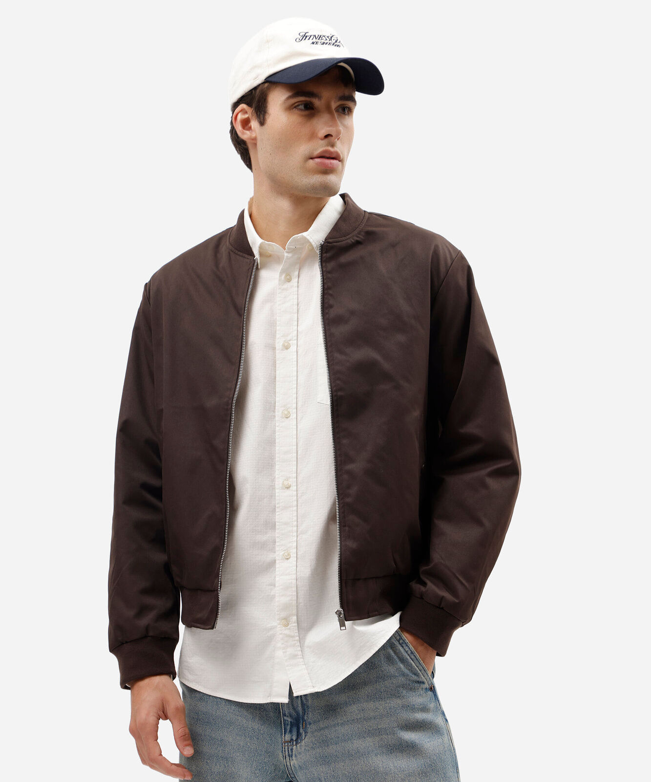 jaqueta bomber masculina com bolsos marrom