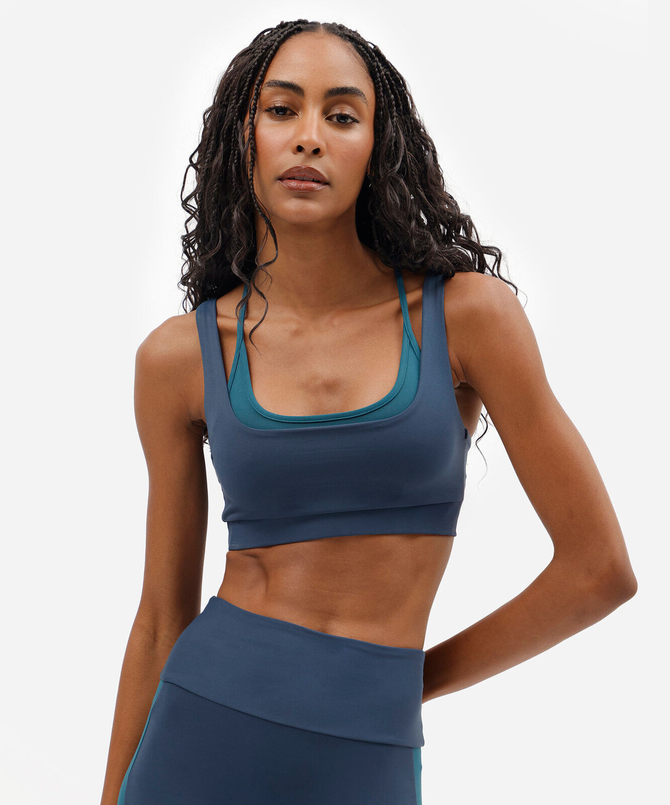 top esportivo feminino bicolor azul