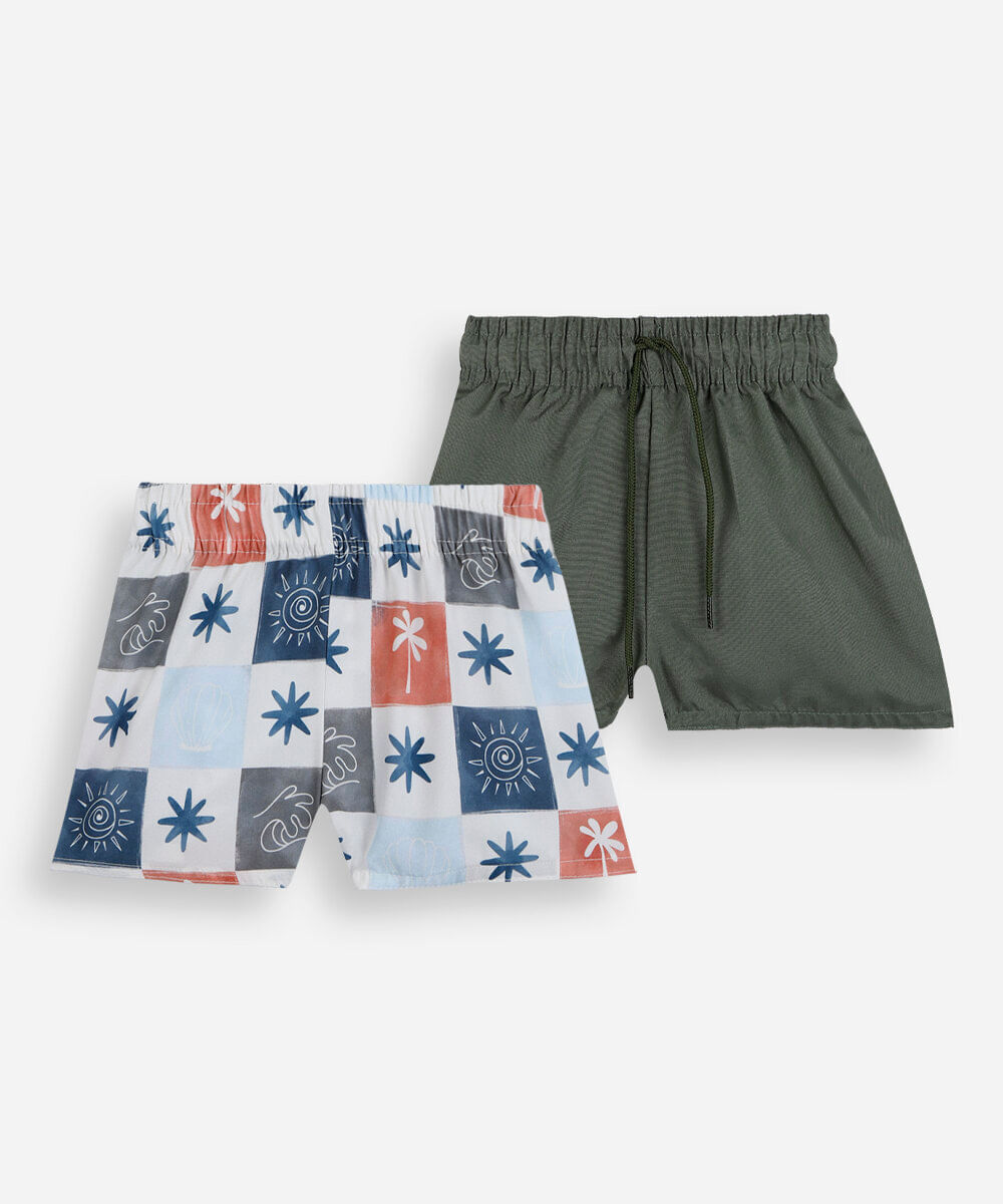 kit de 2 shorts infantil summer - multicor