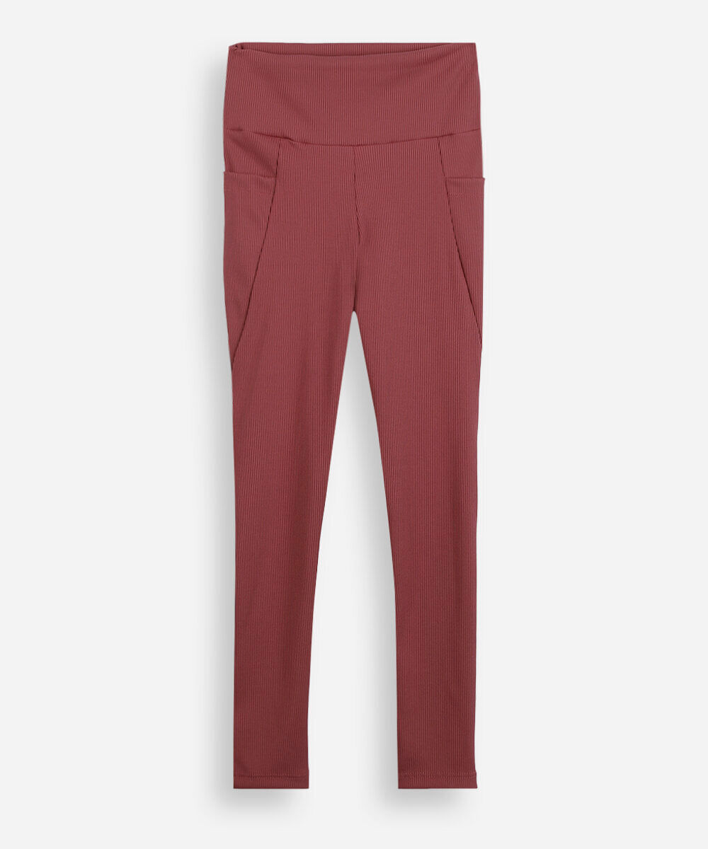 calça legging infantil canelada com bolso vinho