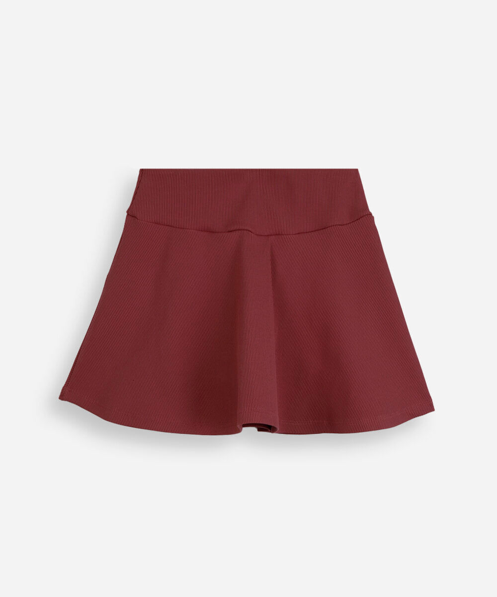 short saia infantil esportivo canelado vinho