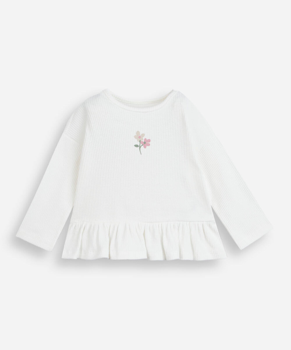 blusa infantil de algodão florzinha off white