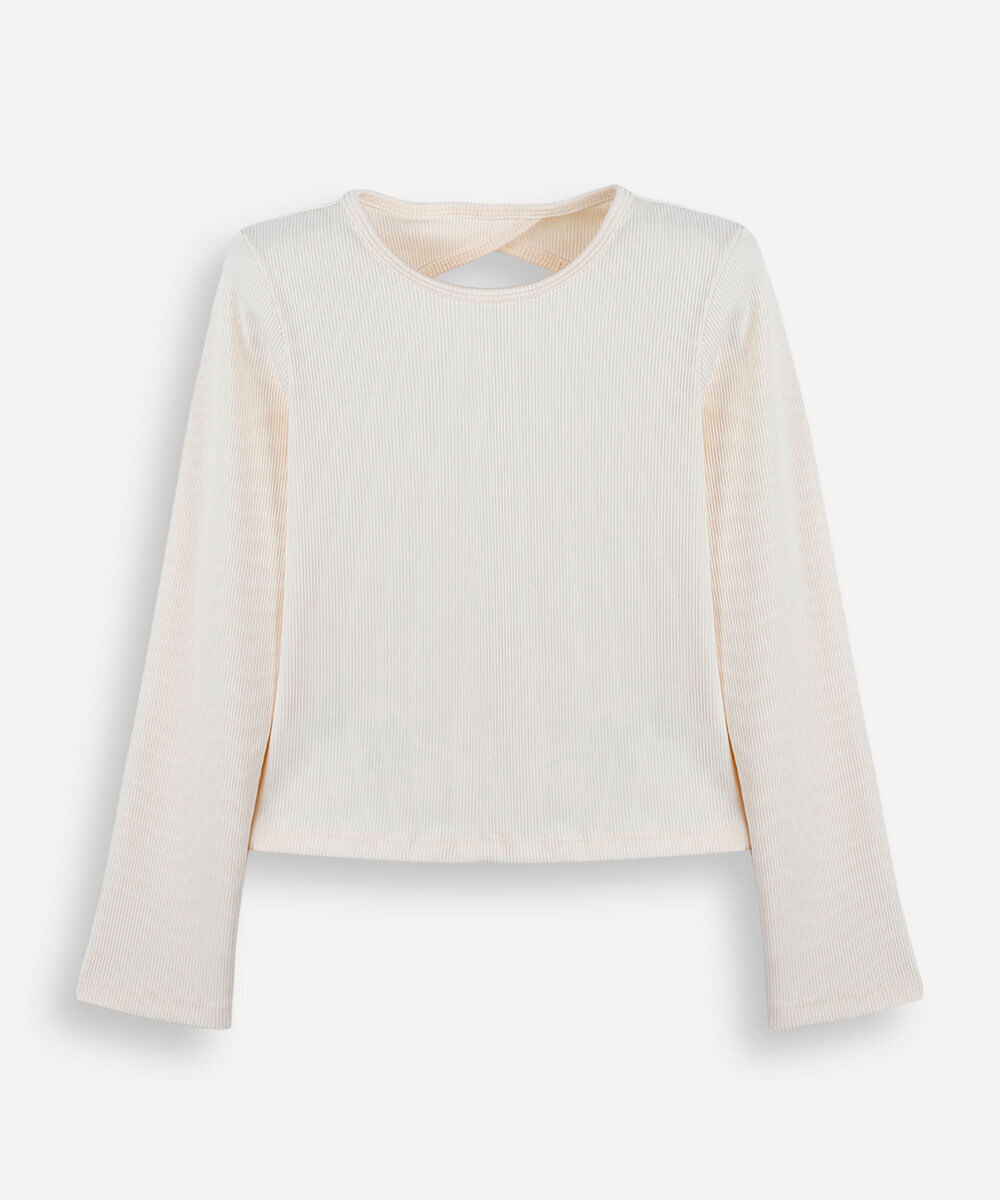 blusa infantil canelada com abertura off white