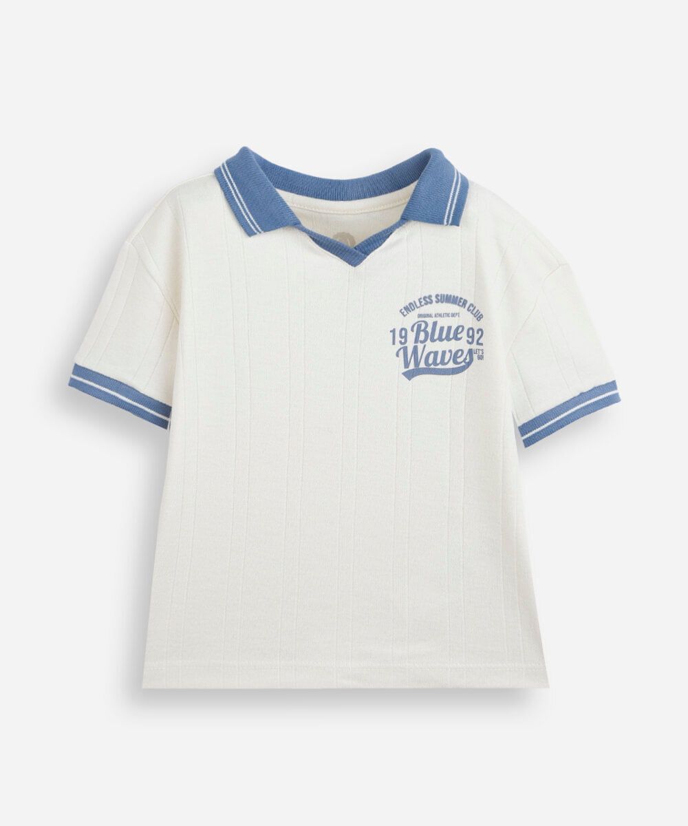 polo infantil manga curta esporte off white