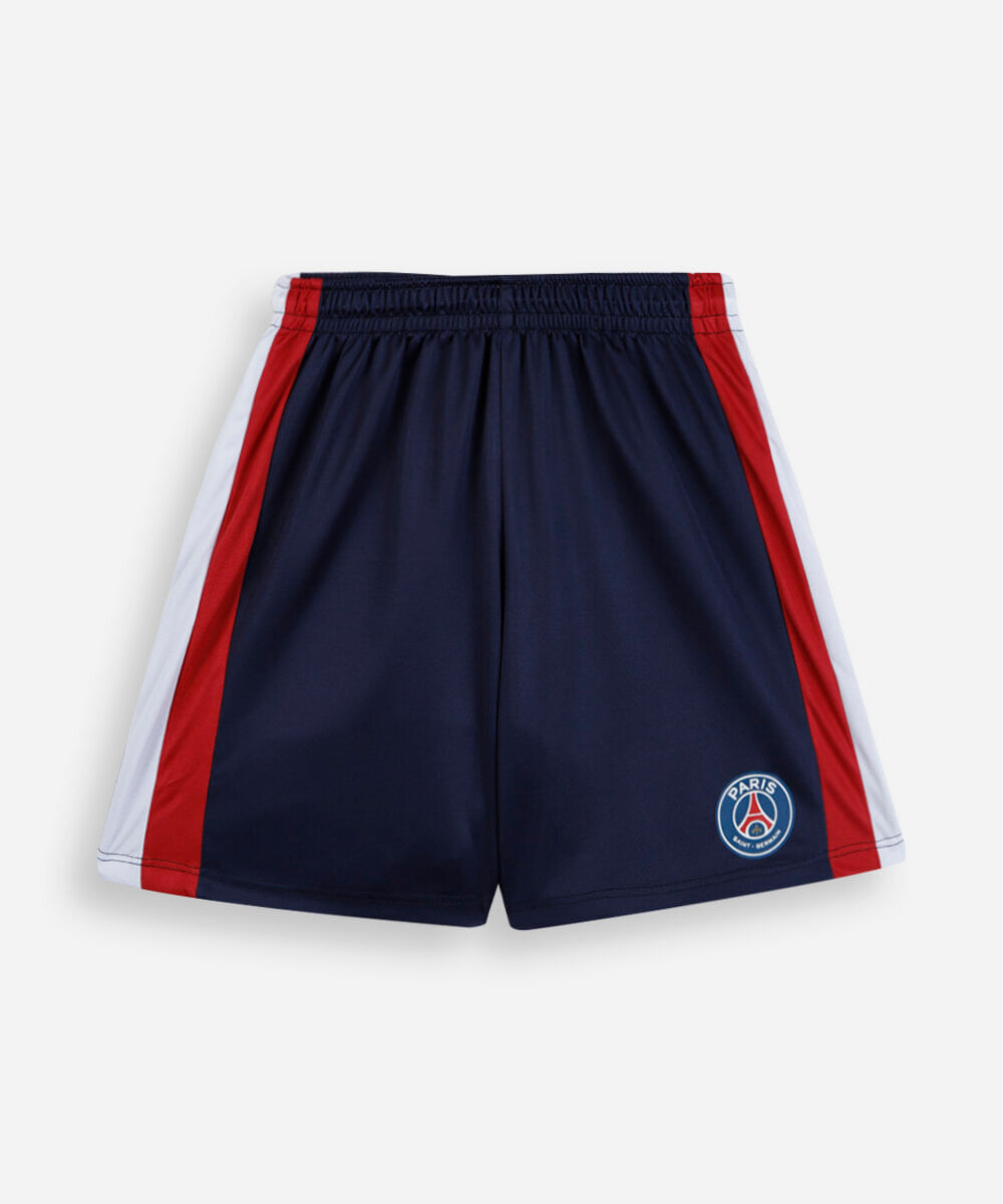 short esportivo infantil com recorte psg azul