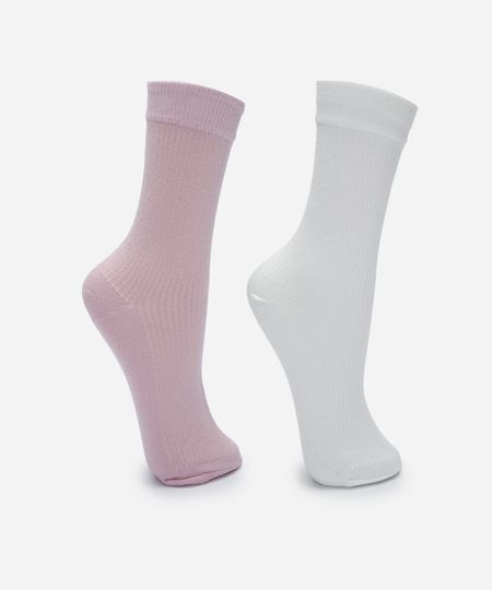 kit de 2 meias cano alto viscose colorido 34-39