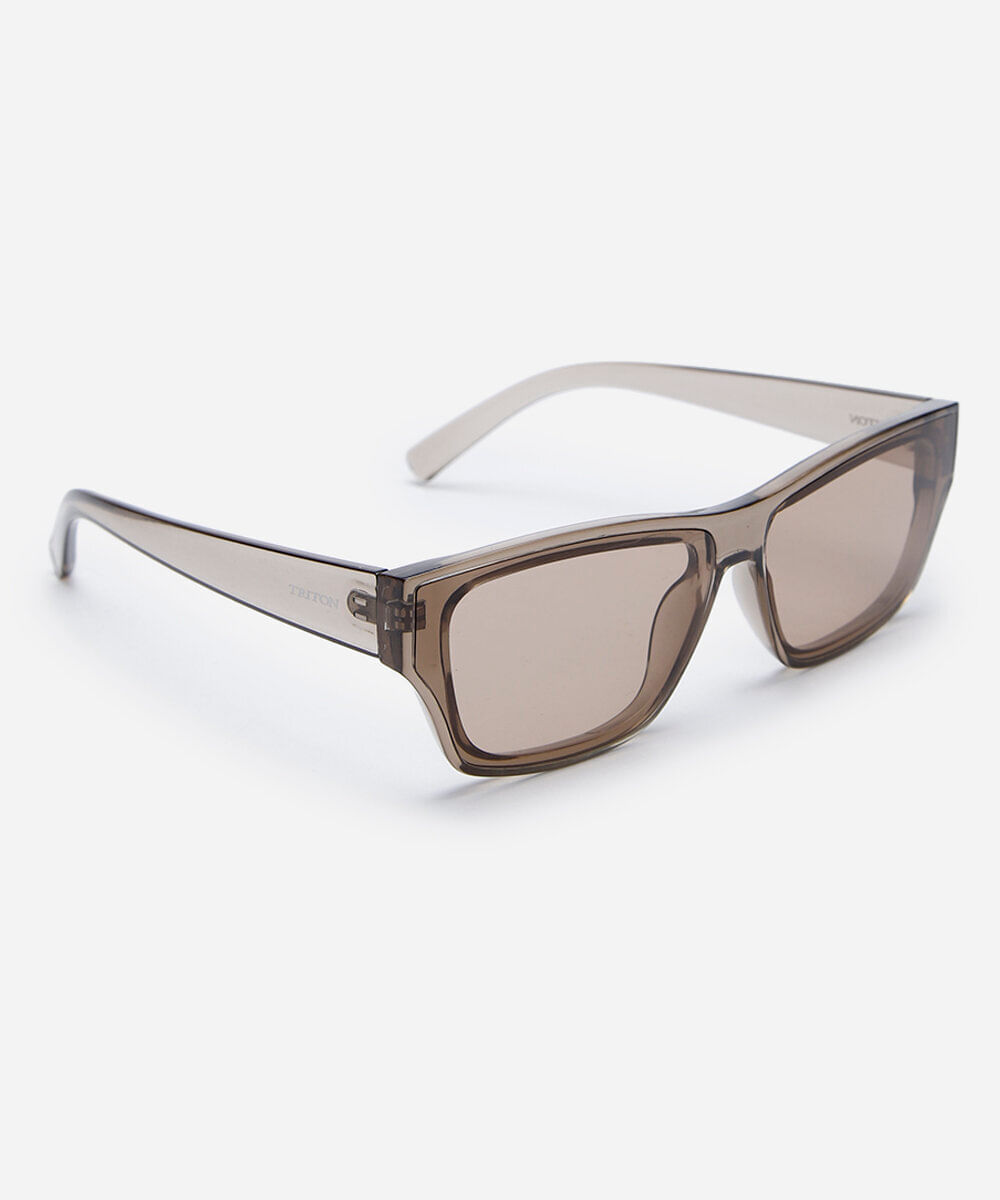 óculos de sol feminino quadrado de acetato triton cinza