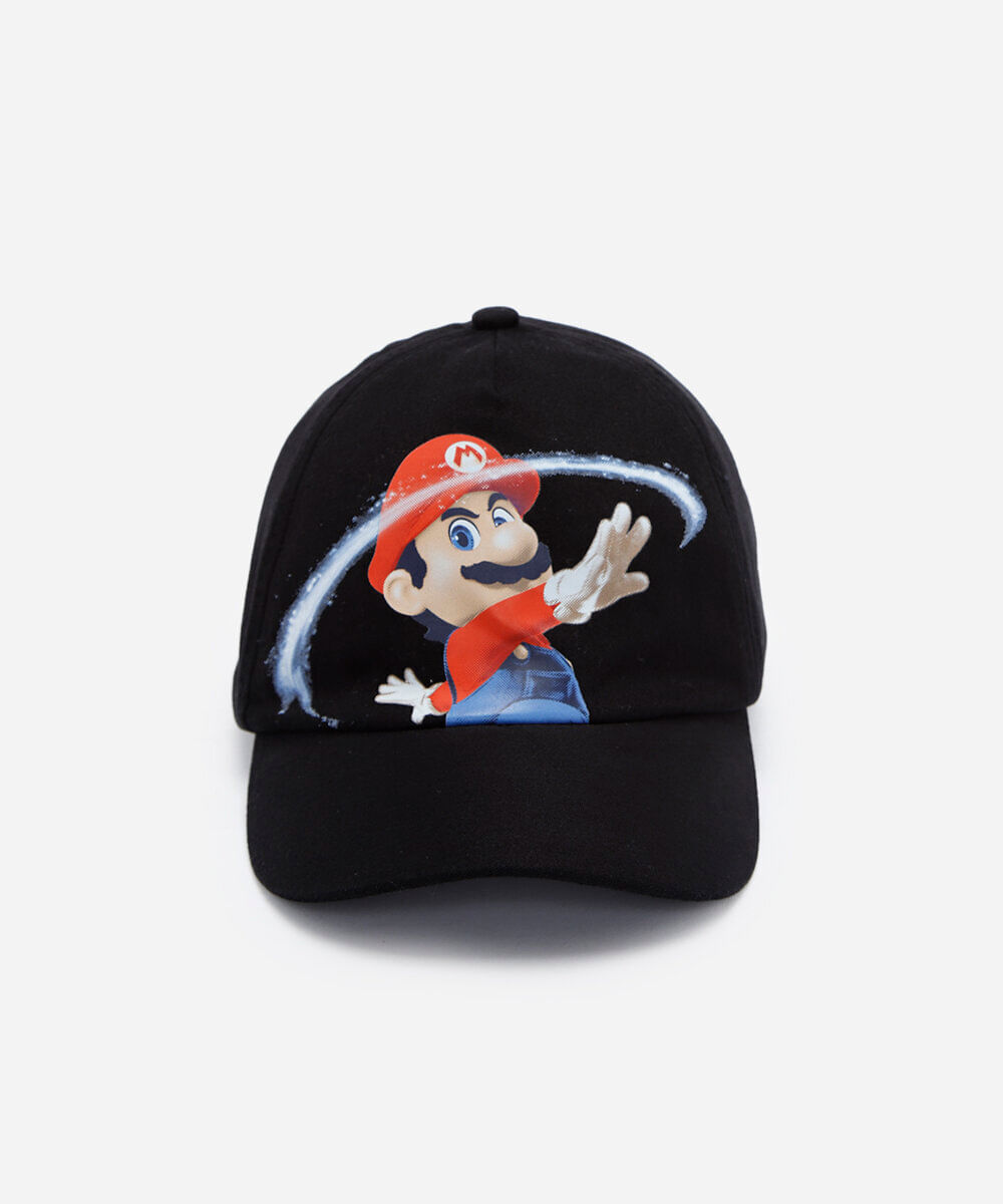 boné aba curva infantil de sarja mario bros preto