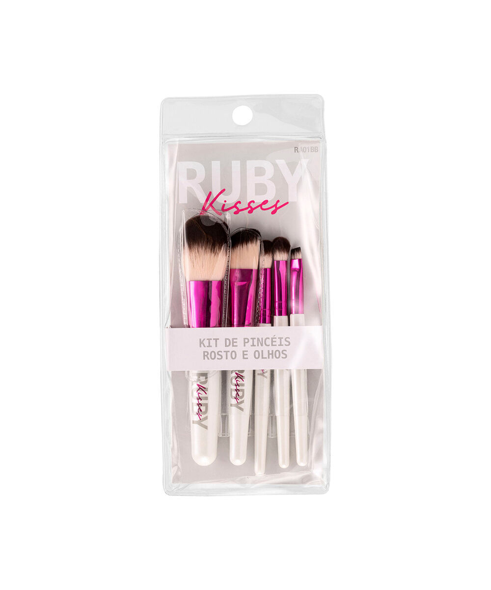 kit de pincéis ruby kisses para rosto e olhos
