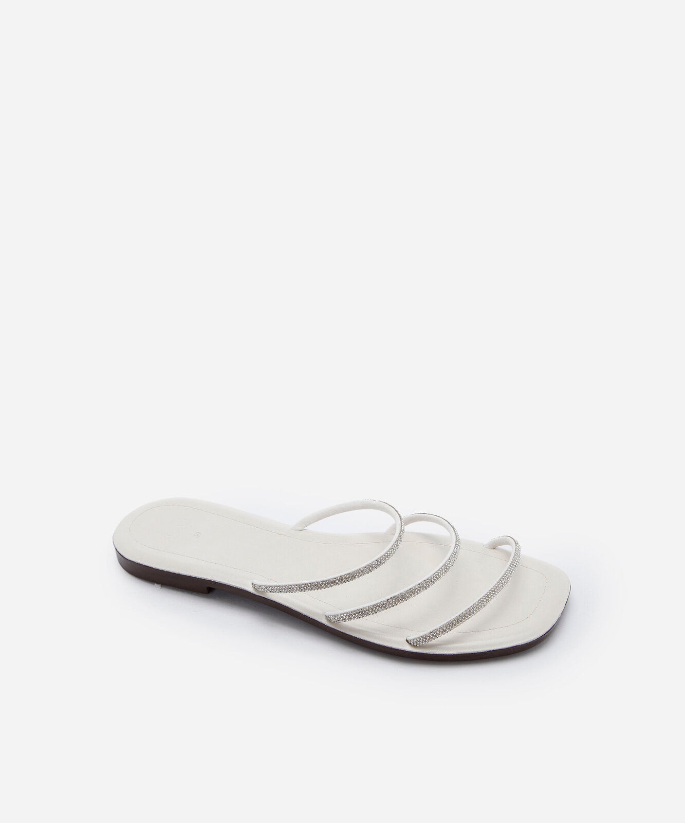 rasteirinha três tiras com brilho off white