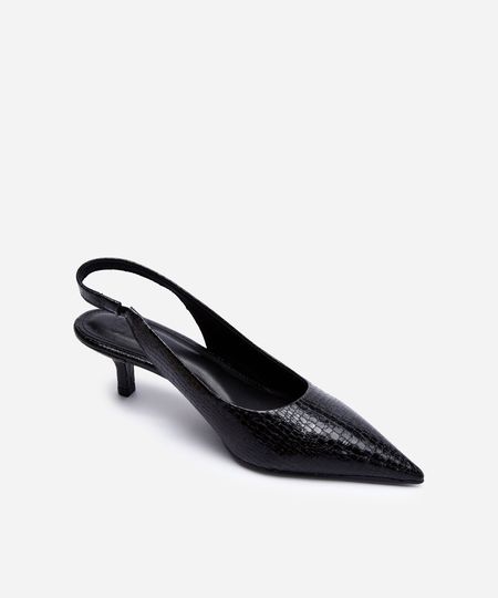 scarpin bico fino salto fino croco preto 34