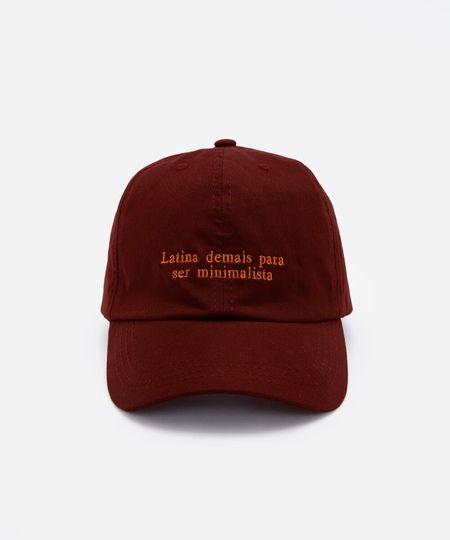 boné aba curva de sarja bordado vinho UNICO
