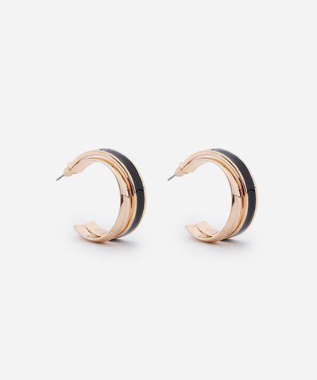 brinco argola esmaltada dourado UNICO