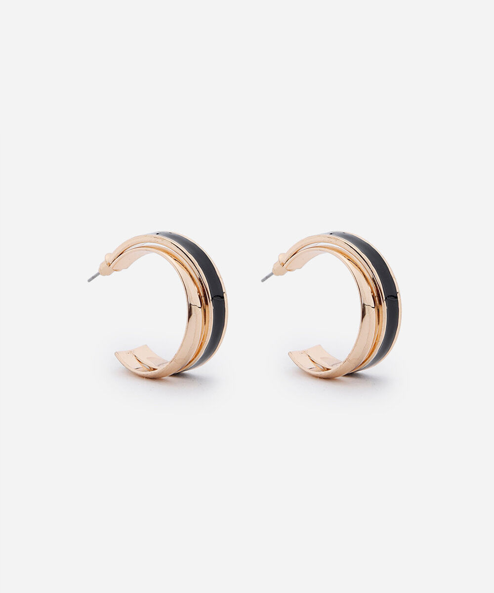 brinco argola esmaltada dourado