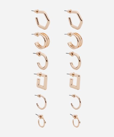 kit de 6 brincos de argola dourado UNICO