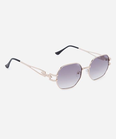óculos de sol unissex quadrado de metal triton dourado UNICO