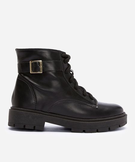 bota cano curto com fivela tratorada preta 37