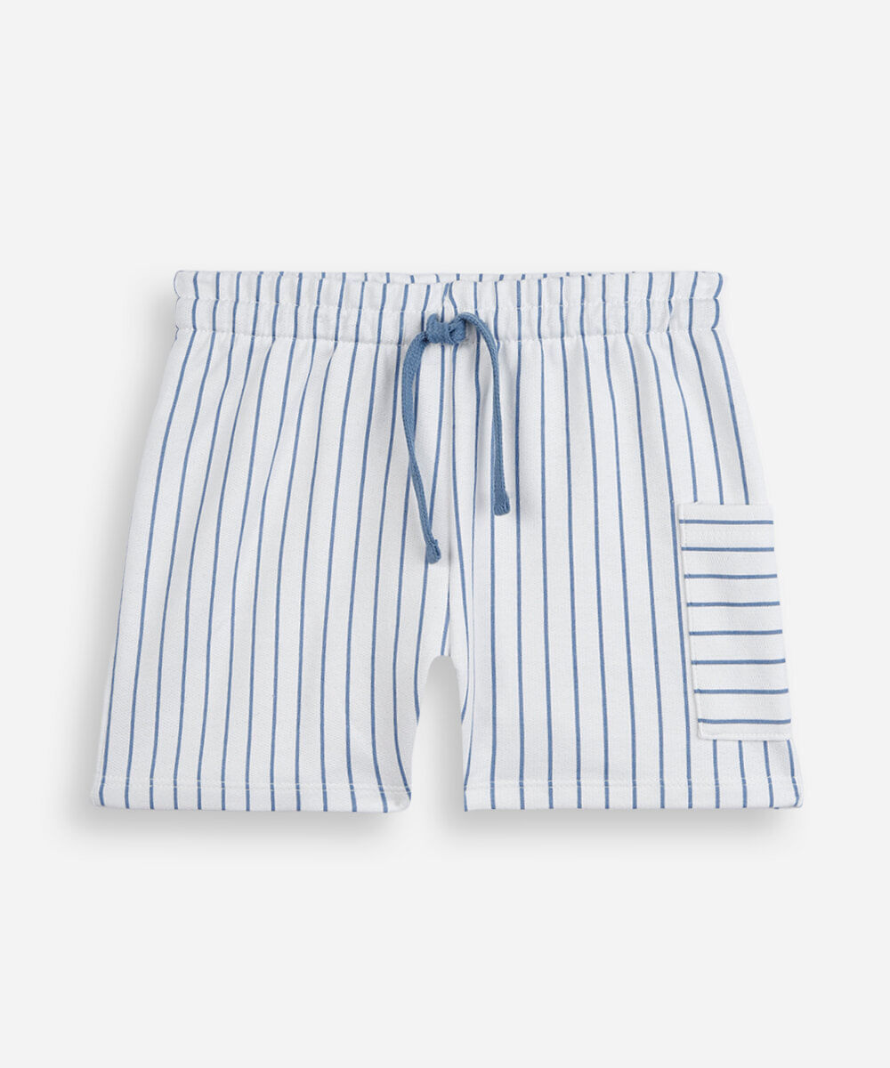 short infantil de malha listrado azul