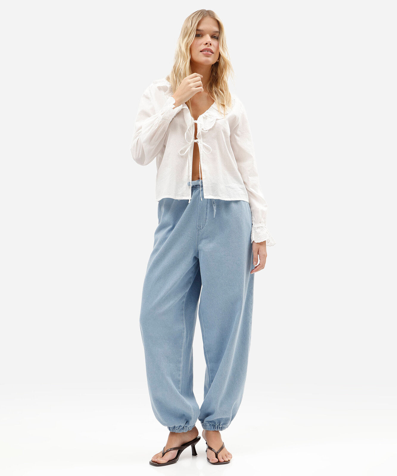 calça aladim feminina jeans cós elástico azul