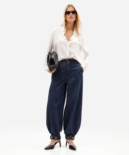 calça aladim feminina jeans cintura alta azul 34