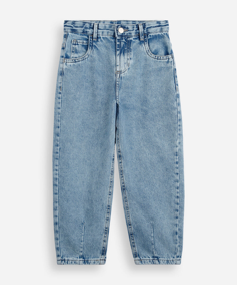 calça balloon infantil jeans azul