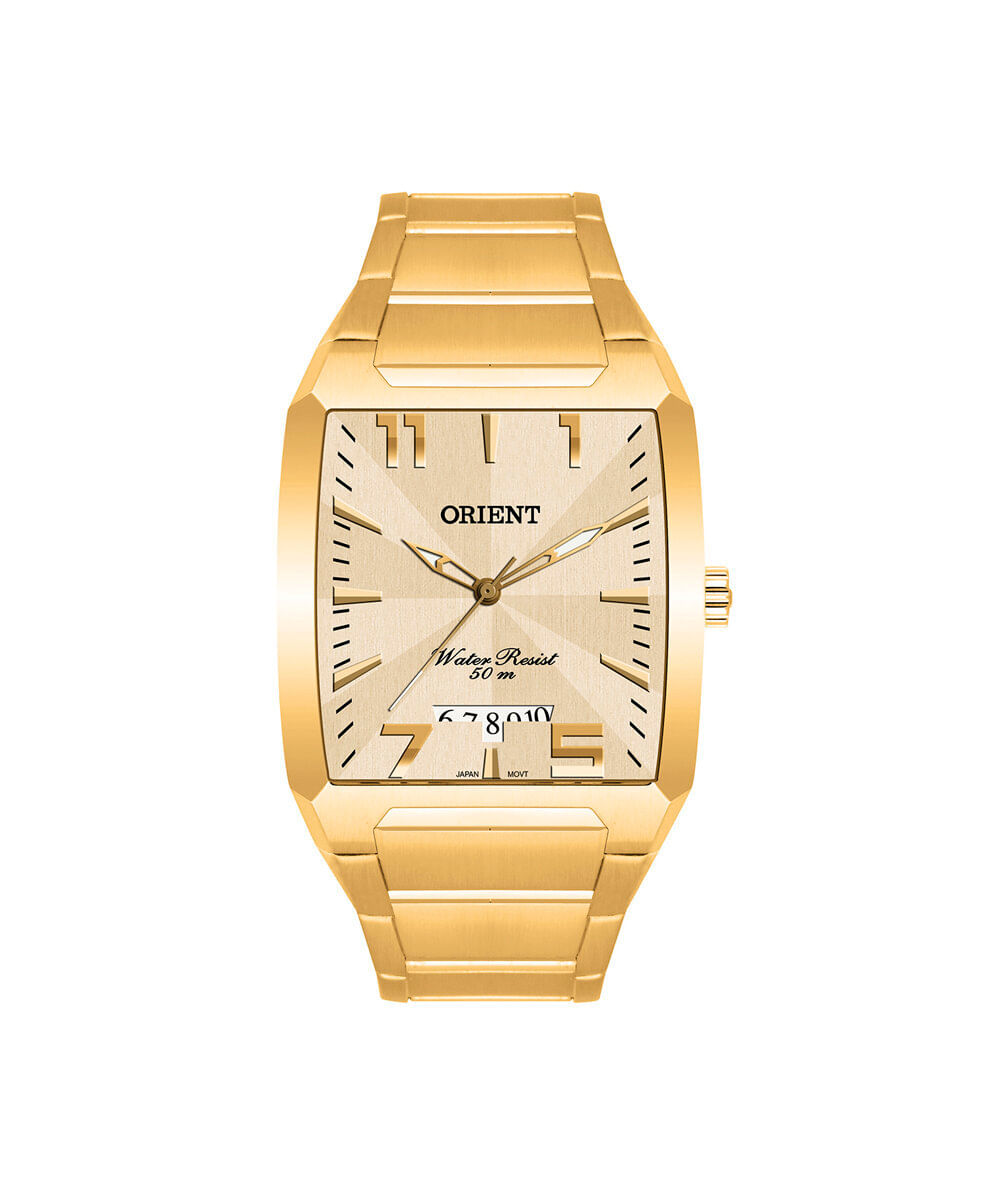 relógio masculino orient analógico calendário ggss1007 c2kx dourado