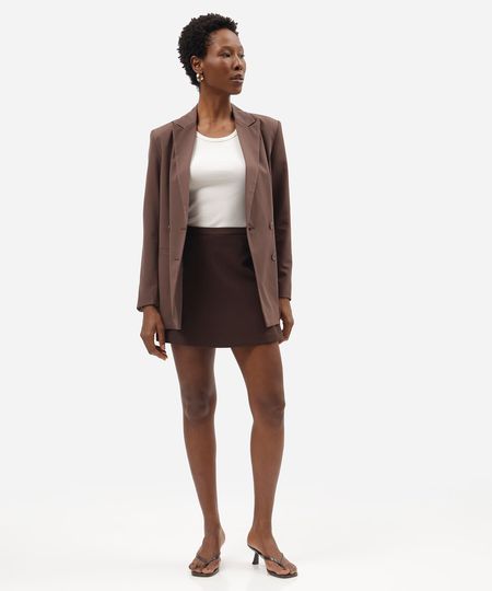 short saia de alfaiataria feminino com viscose marrom 44