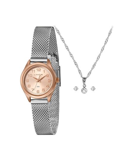 kit relógio feminino lince analógico lrth269l25 kagar2sx rosa UNICO