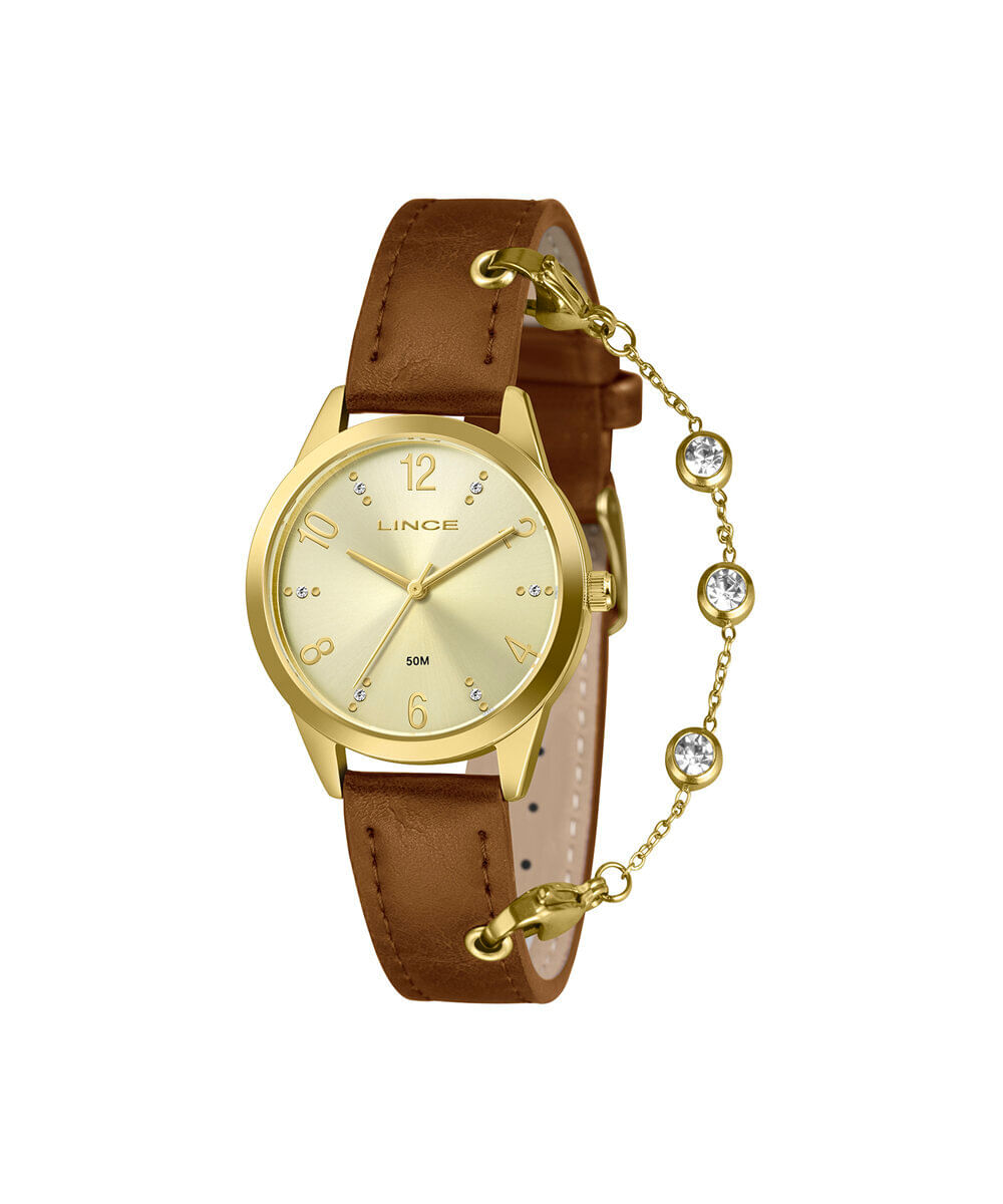 kit relógio feminino lince analógico lrc4876l34 c2mx dourado