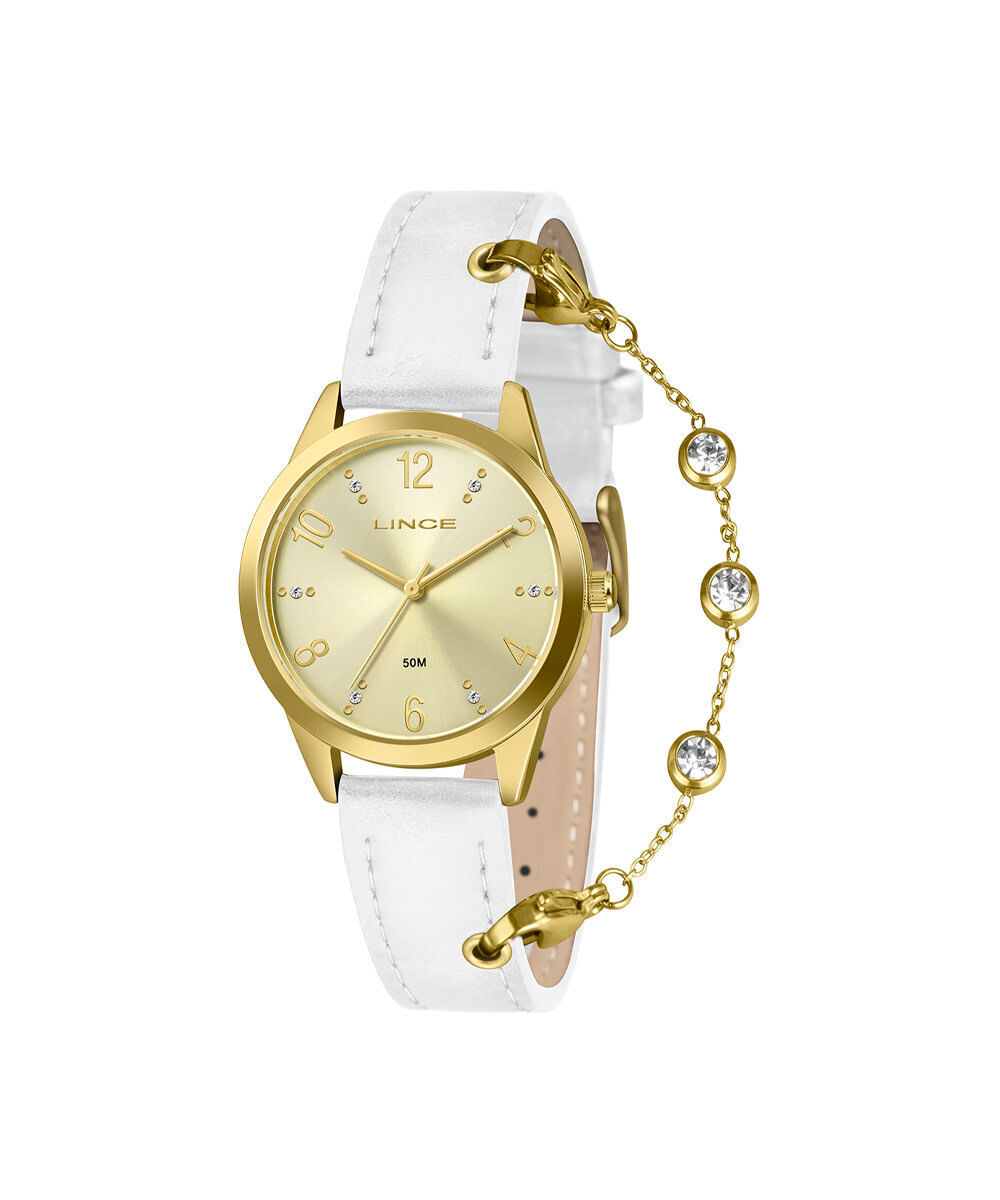 kit relógio feminino lince analógico lrc4876l34 c2bx dourado