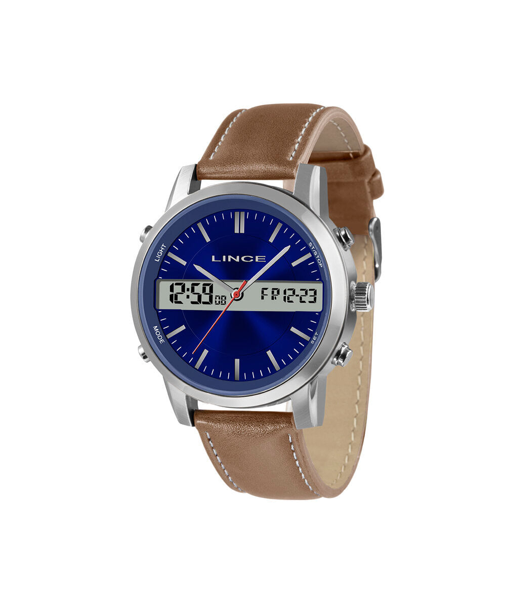 relógio masculino lince analógico digital mac4489l d1nb prateado