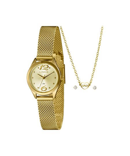 kit relógio feminino lince analógico lrgh005l25 kaftc2kx dourado UNICO