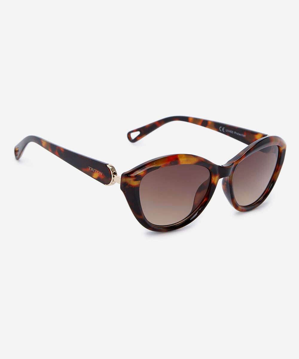 óculos de sol feminino oval de acetato tartaruga triton marrom