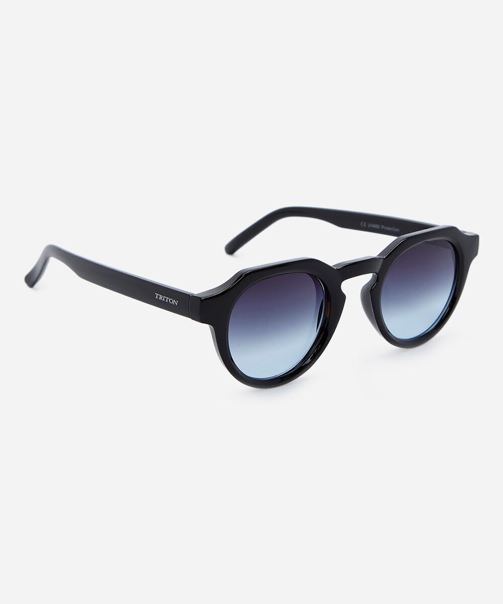 óculos de sol unissex redondo de acetato triton preto