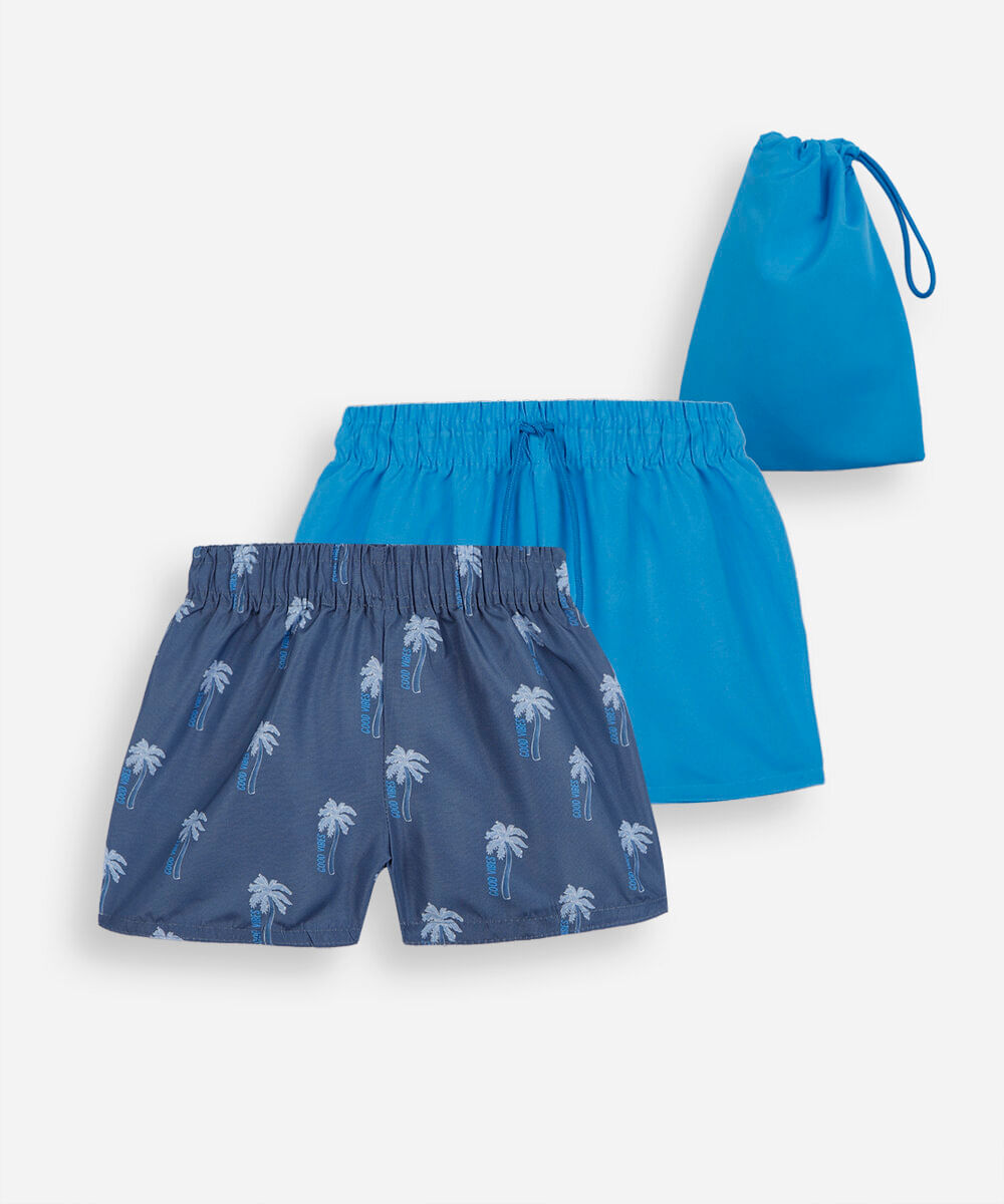 kit de 2 shorts infantis colorido