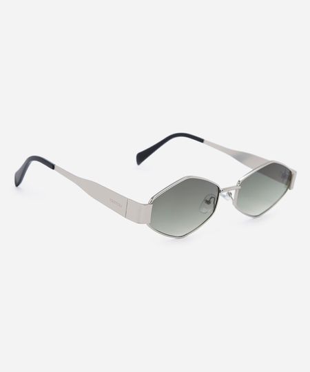 óculos de sol feminino oval de metal triton prateado UNICO