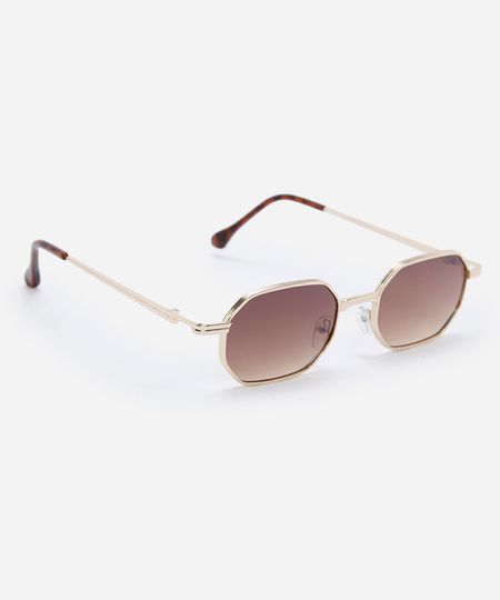 óculos de sol unissex quadrado de metal triton dourado UNICO