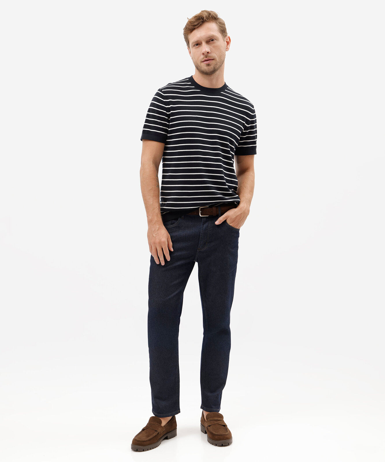 calça slim cropped  masculina jeans azul